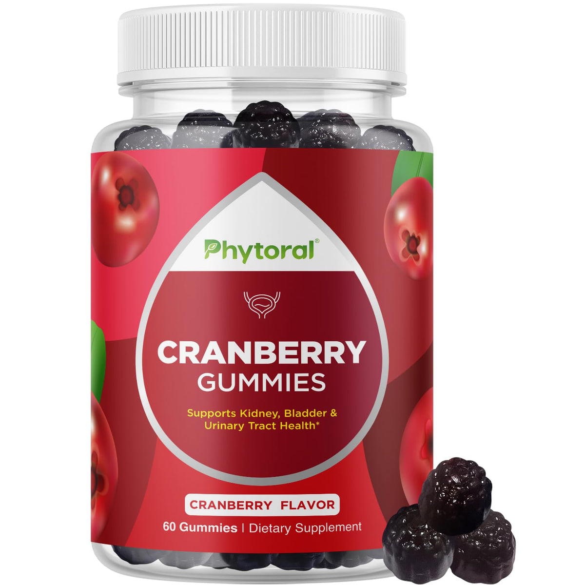 Gummies à la canneberge Phytoral en vue de face dans leur emballage