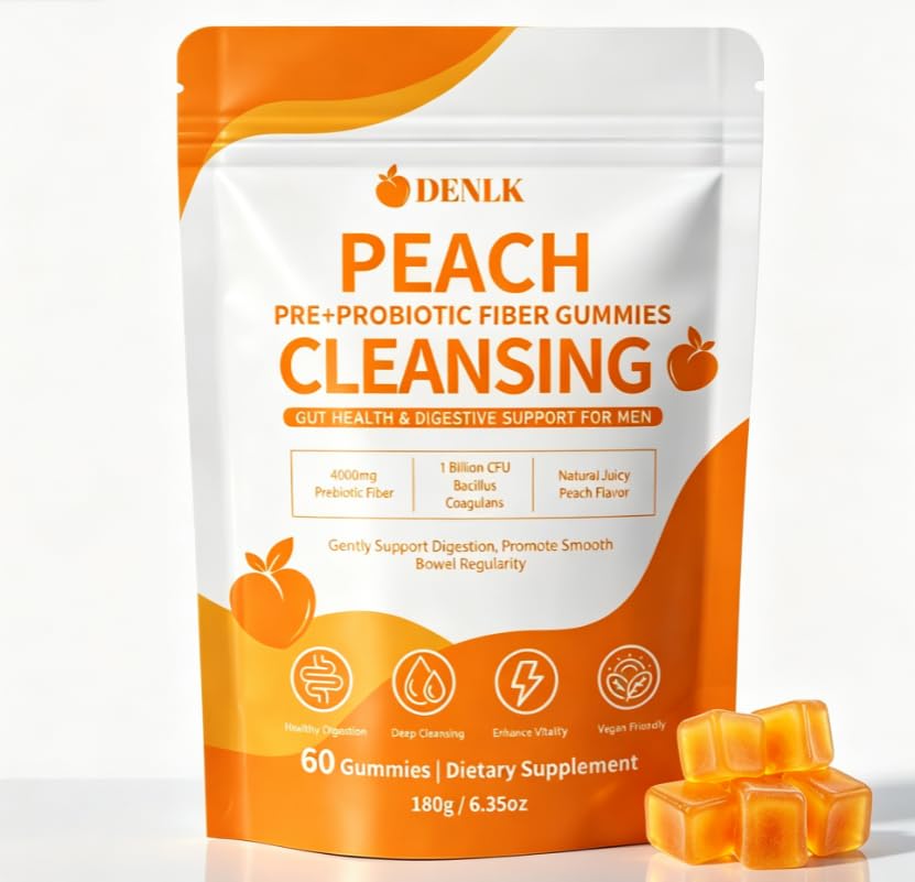 Gummies à la pêche DENLK, 60 gummies dans l'emballage