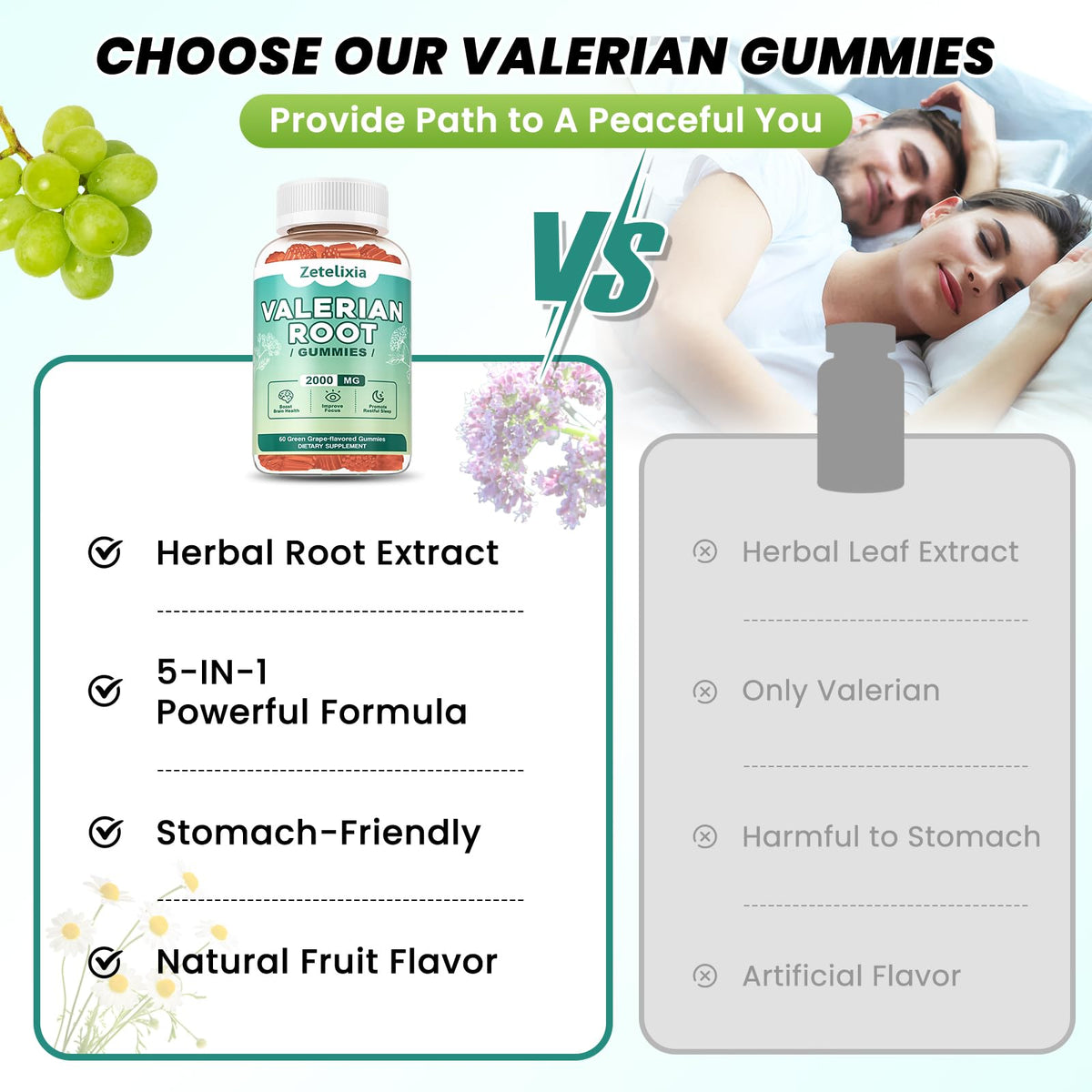 Gummies à la racine de valériane bio Zetelixia sur une table