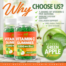 Gummies à la vitamine C Just Nutrients au goût pomme verte