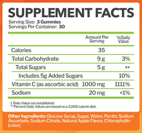 Gummies à la vitamine C Just Nutrients avec ingrédients naturels