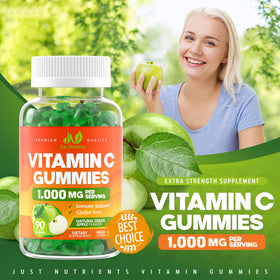Gummies à la vitamine C Just Nutrients sur fond blanc