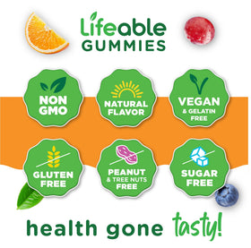 Gummies à la vitamine C Lifeable, deux gummies sur une table