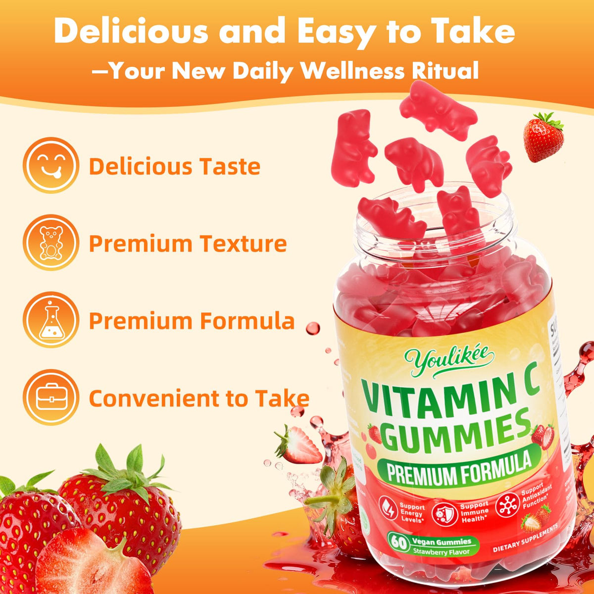 Gummies à la vitamine C Youlikee dans une main
