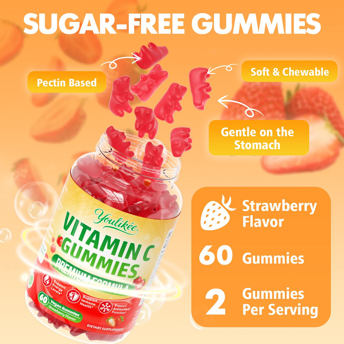 Gummies à la vitamine C Youlikee sur une table