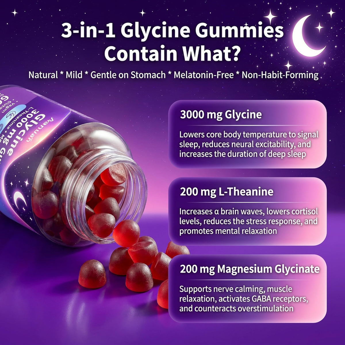 Gummies Aanuan avec étiquette détaillant les ingrédients