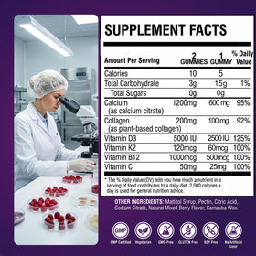Gummies Aanuan Calcium Citrate 1200 mg avec un verre d'eau