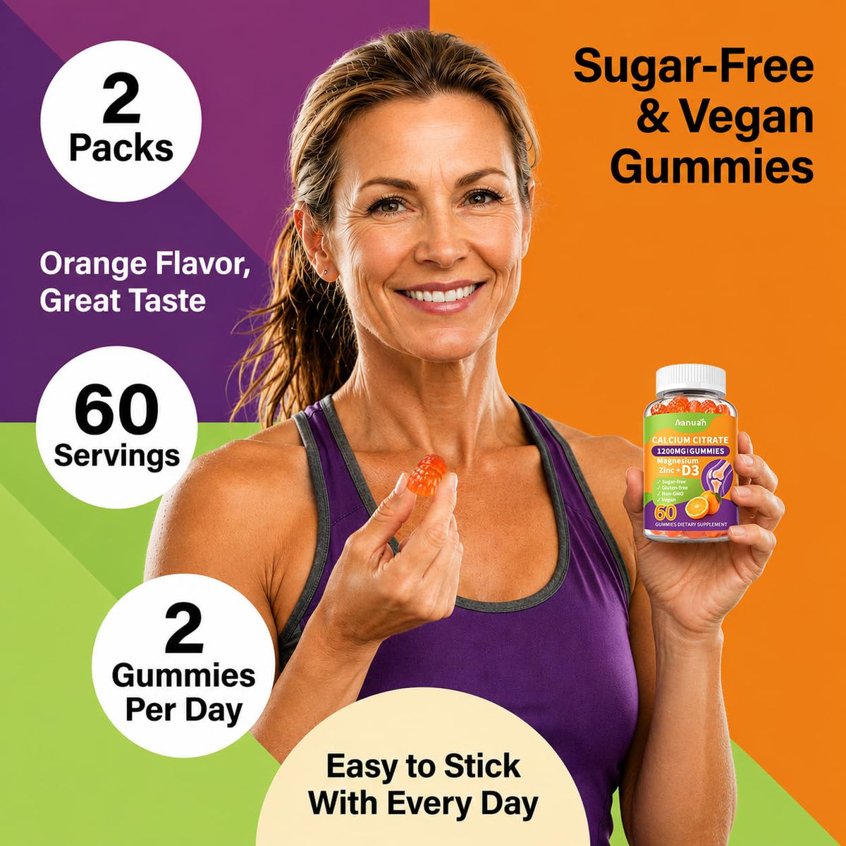 Gummies Aanuan Calcium Citrate 600mg avec d'autres suppléments