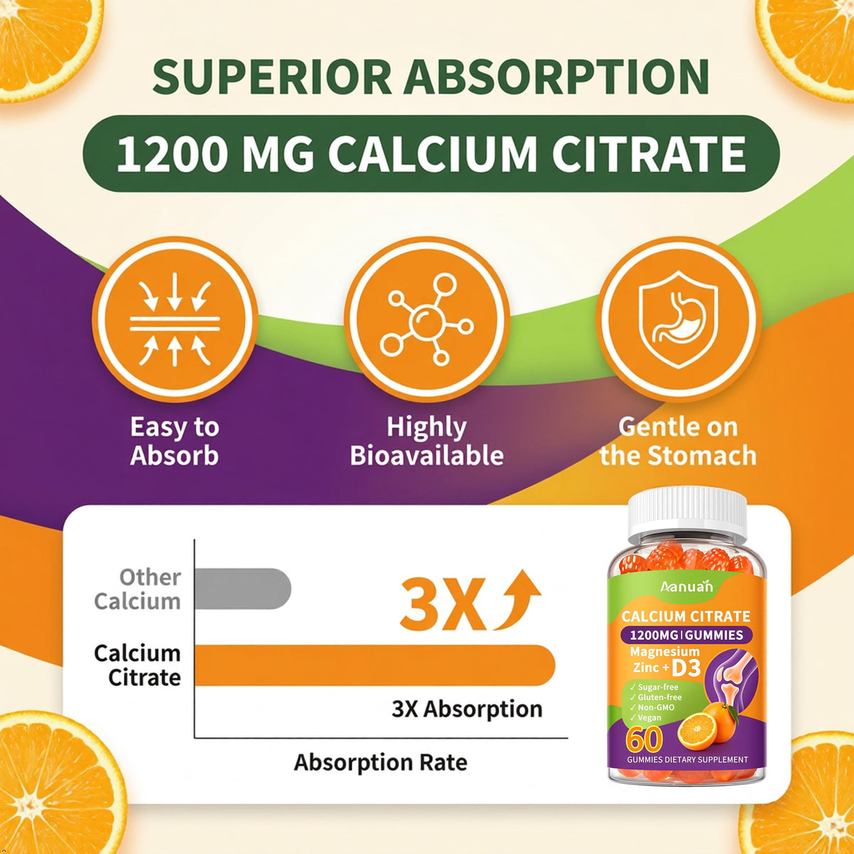 Gummies Aanuan Calcium Citrate 600mg sur une table