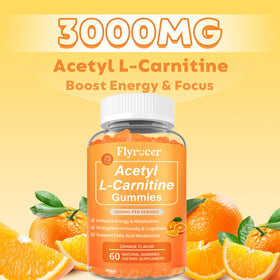 Gummies Acétyl L-Carnitine Flyrocer sur une table en bois