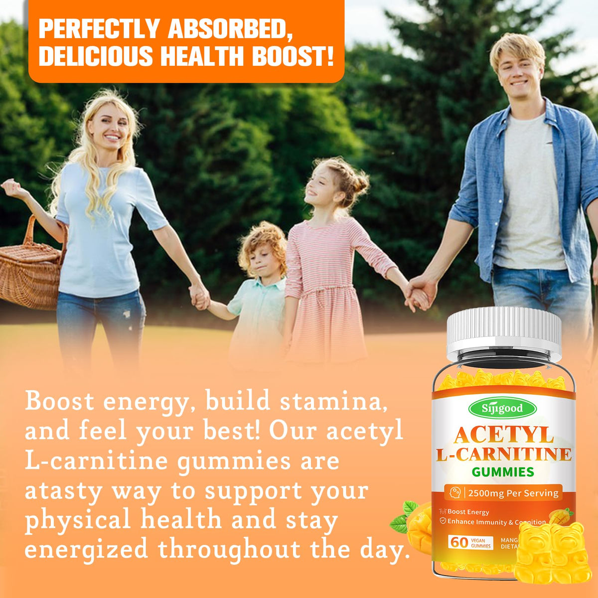 Gummies Acétyl L-Carnitine Sijigood avec des vitamines