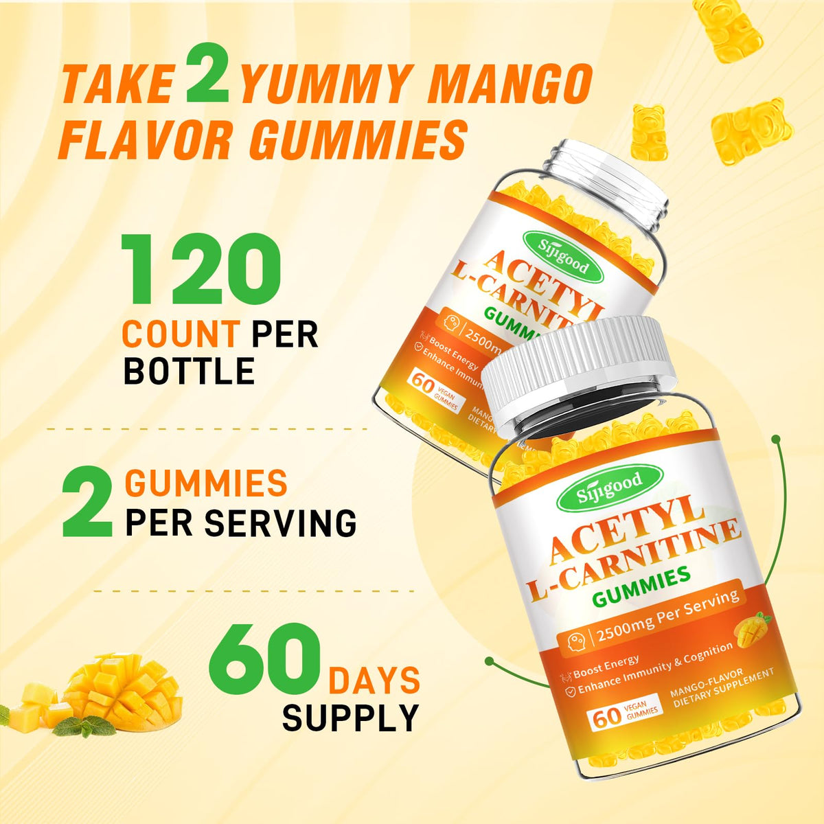 Gummies Acétyl L-Carnitine Sijigood vue de l'arrière