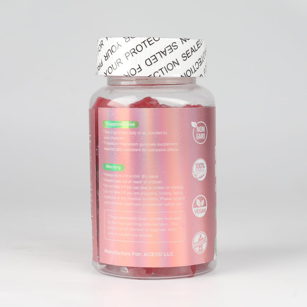 Gummies ACEYO avec une portion de deux gummies sur une cuillère