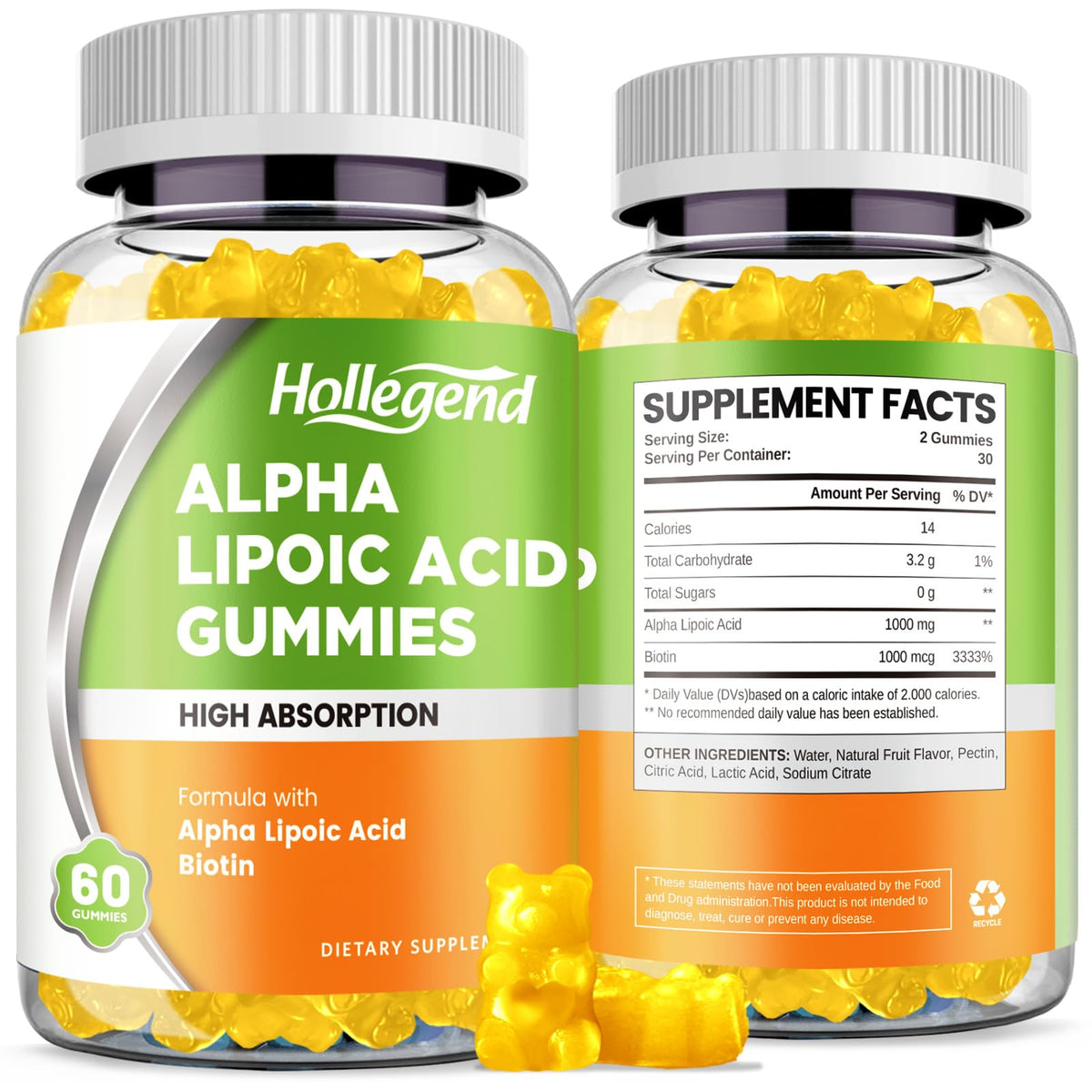 Gummies Acide Alpha Lipoïque 1000 mg HOLLEGEND avant goût ananas