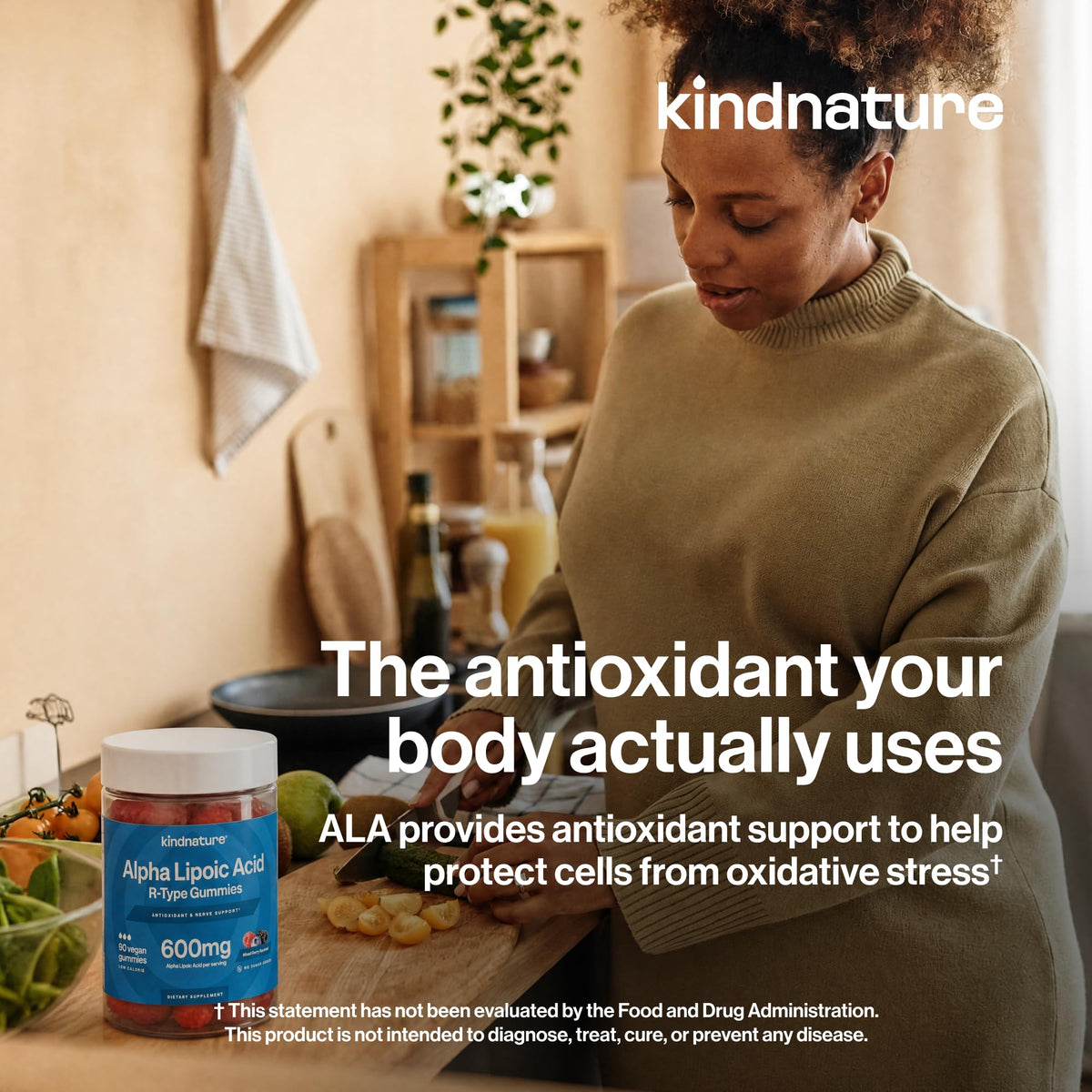 Gummies Acide Alpha-Lipoïque 600mg de kindnature, présentation sur une assiette