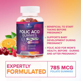 Gummies Acide Folique Nature's Nutrition avec des fruits