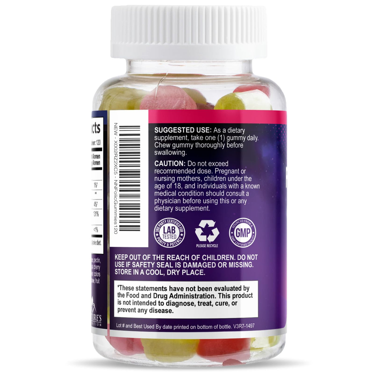 Gummies Acide Folique Nature's Nutrition sur une assiette