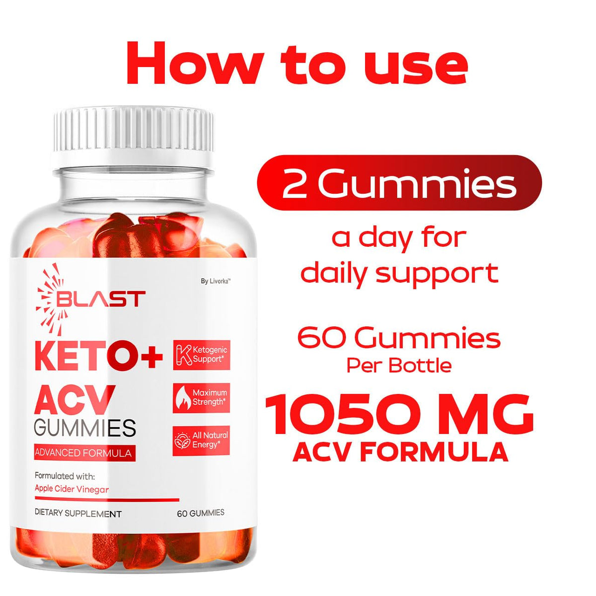 Gummies ACV Blast Keto LIVORKA sur fond neutre