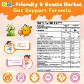 Gummies Adeqauom avec ingrédients naturels sur fond blanc