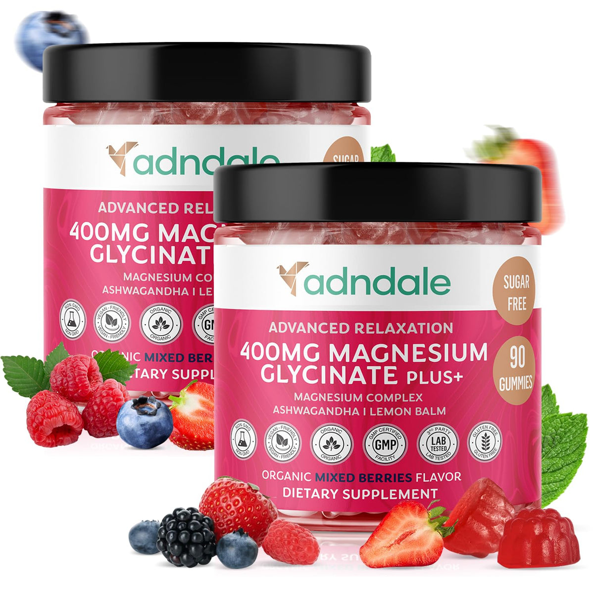 Gummies Adndale Magnesium Glycinate Plus+ 400 mg, paquet avant