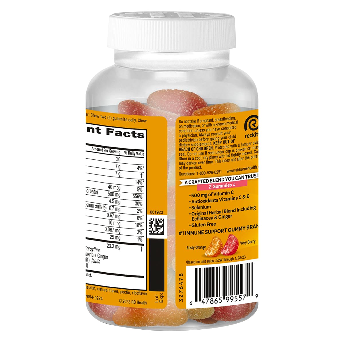 Gummies Airborne 500mg, gummies sur une table