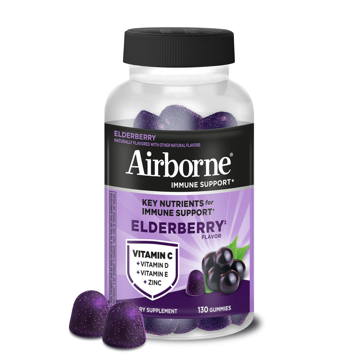 Gummies Airborne au sureau, boîte de 130 pièces vue de face