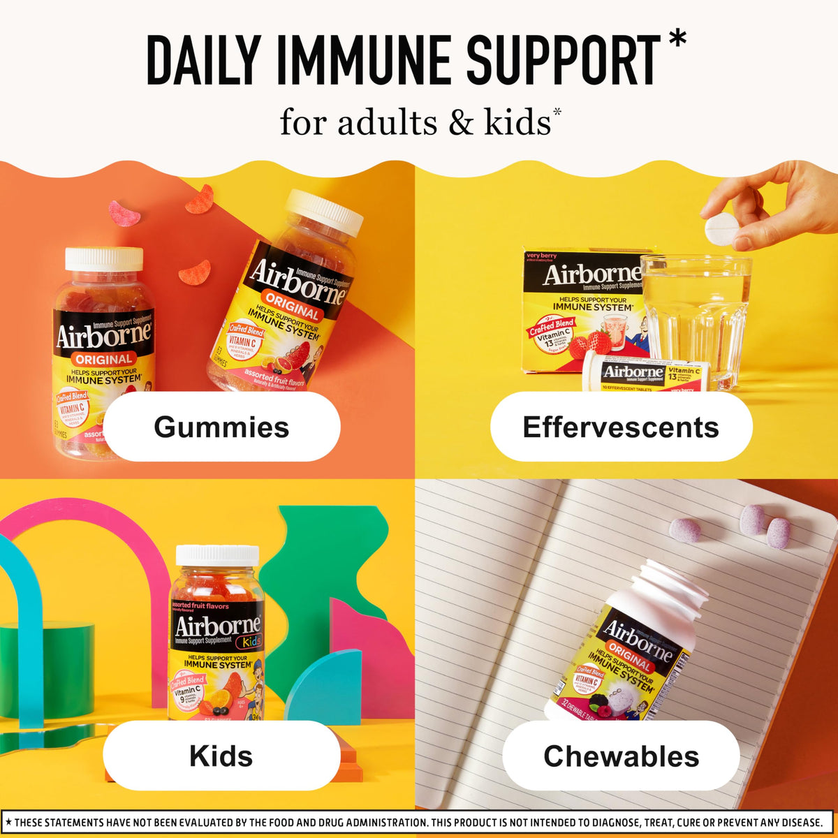 Gummies Airborne au sureau, côté de la boîte avec ingrédients