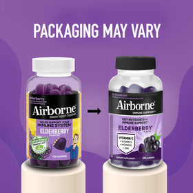 Gummies Airborne au sureau, mise en scène sur une table
