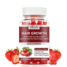 Gummies Aiwevon de croissance capillaire, bouteille de 60 gummies saveur fraise