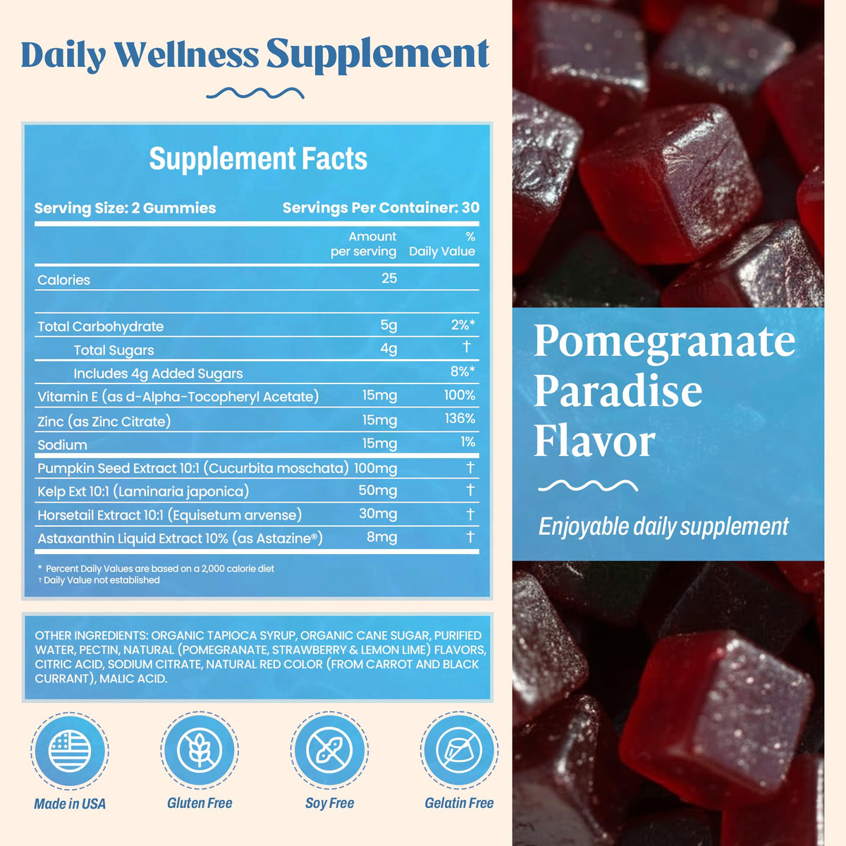 Gummies Akasha Superfoods ouvertes avec une poignée de gummies