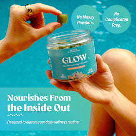 Gummies Algues Maritimes Akasha Superfoods avec fond de fruits frais