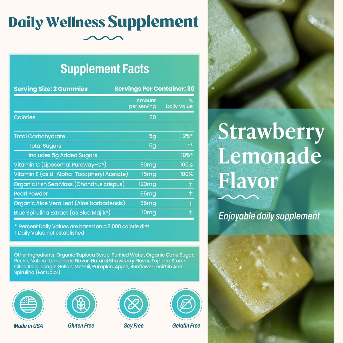 Gummies Algues Maritimes Akasha Superfoods avec une main tenant un gummy