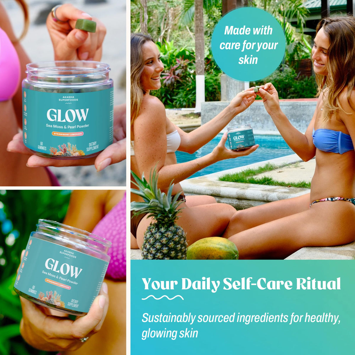 Gummies Algues Maritimes Akasha Superfoods de couleur rose, en forme de petites gommes
