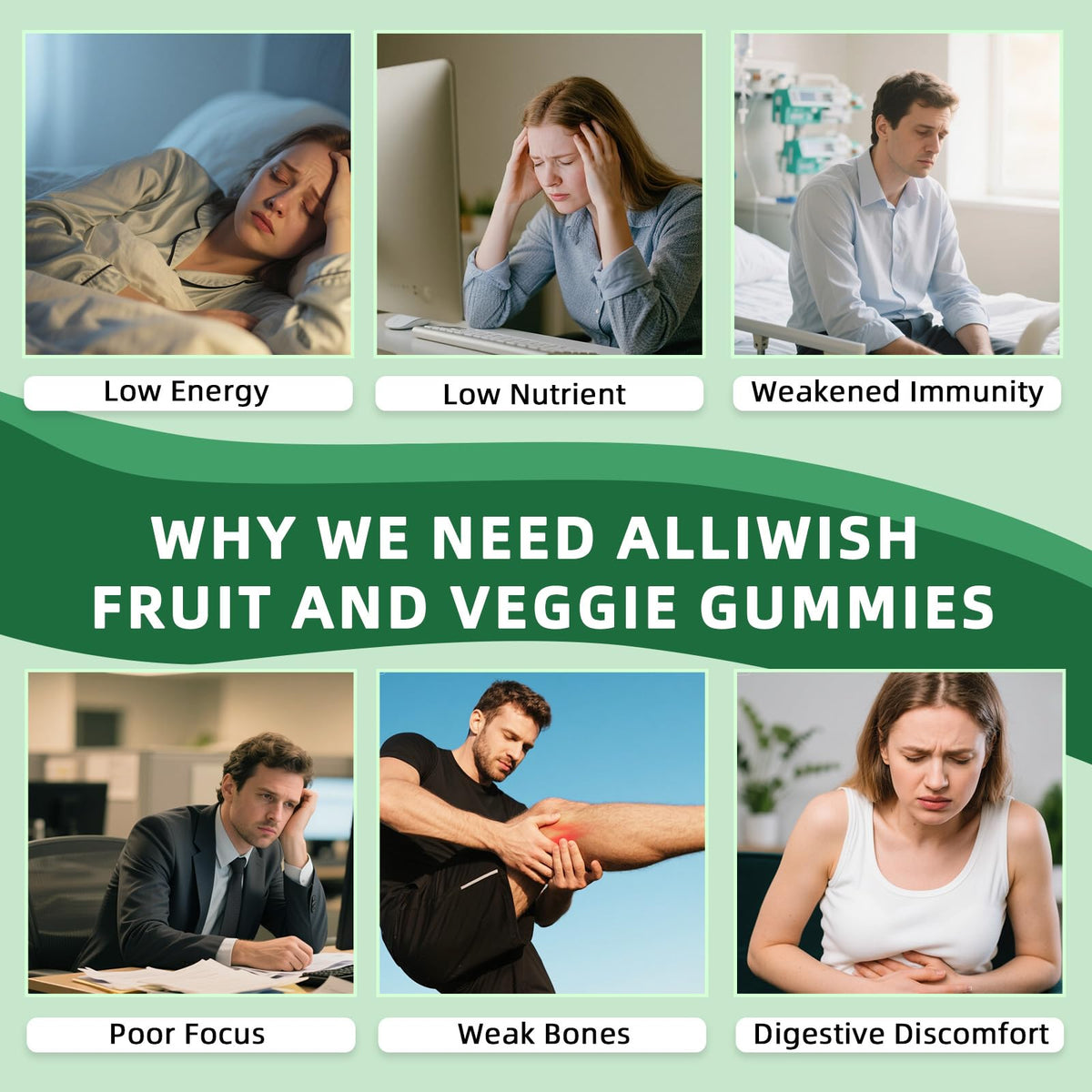 Gummies Alliwise dans une main, taille et aspect