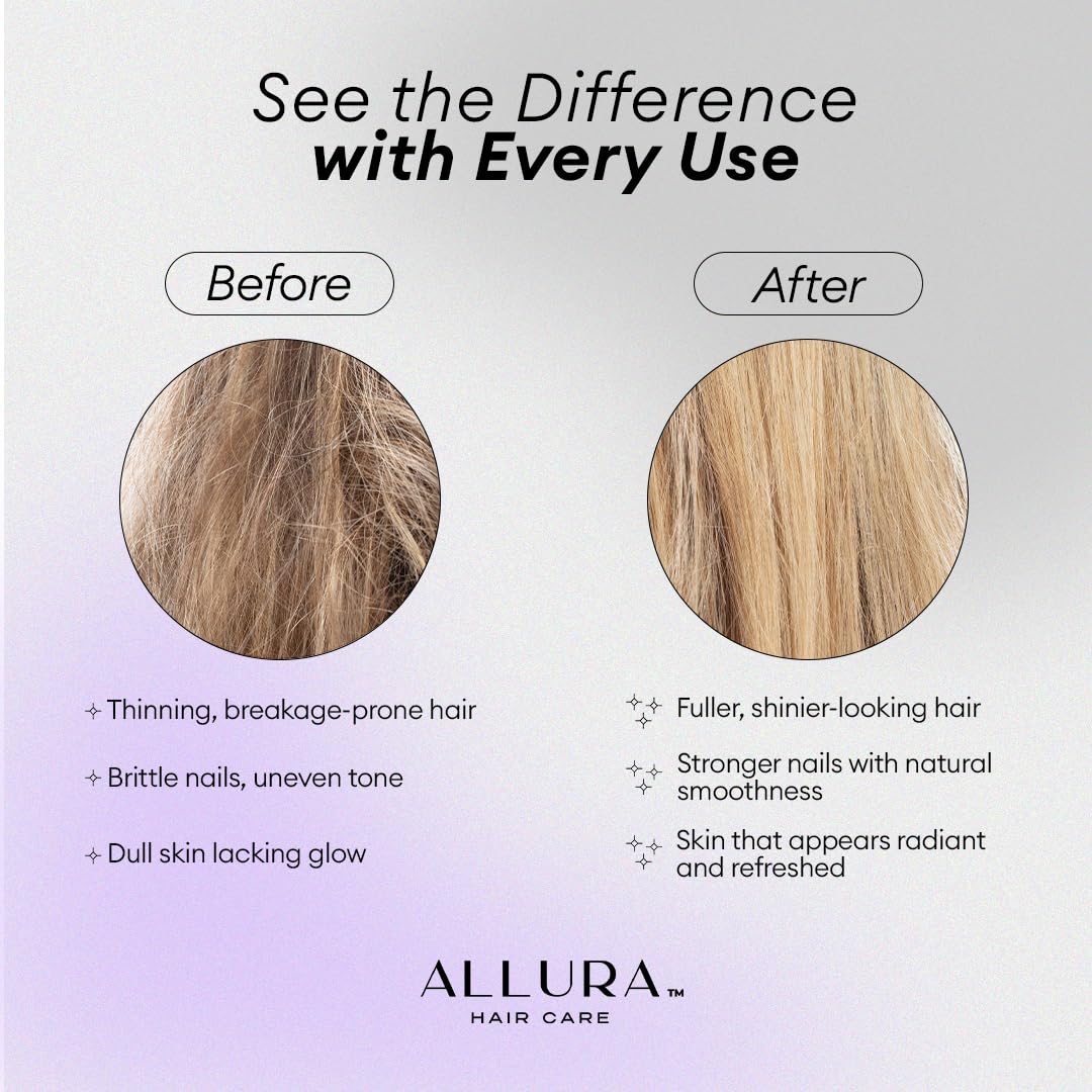 Gummies ALLURA HAIR avec des ingrédients naturels en arrière-plan