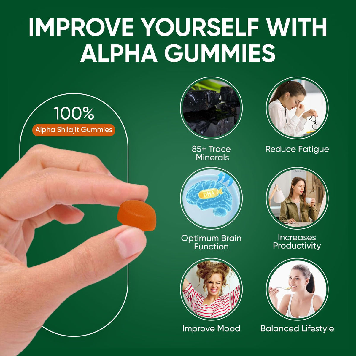 Gummies Alpha Shilajit dans une main