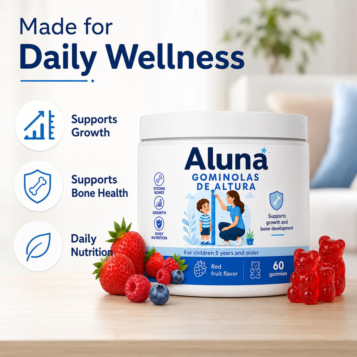 Gummies Aluna gomitas sur un fond blanc
