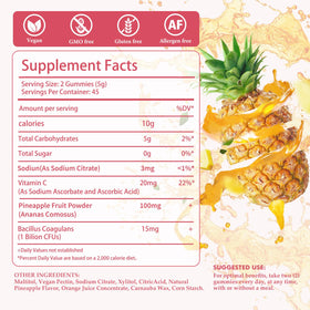 Gummies ananas Skiseoy, présentation sur une table