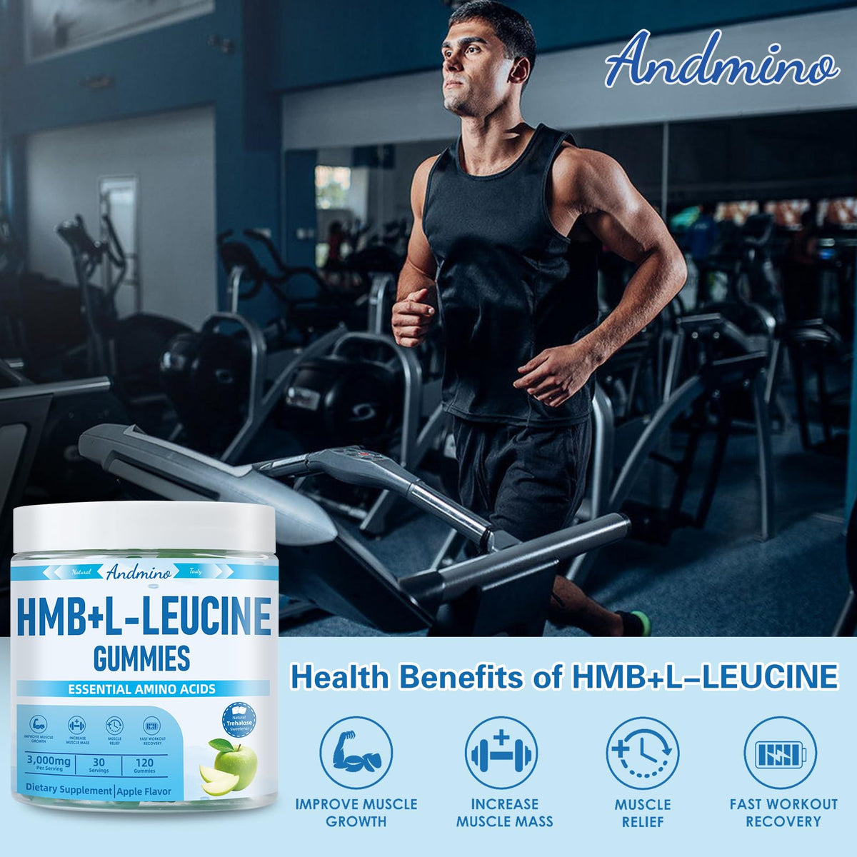 Gummies andmino HMB et L-Leucine 3000mg, prise par un adulte