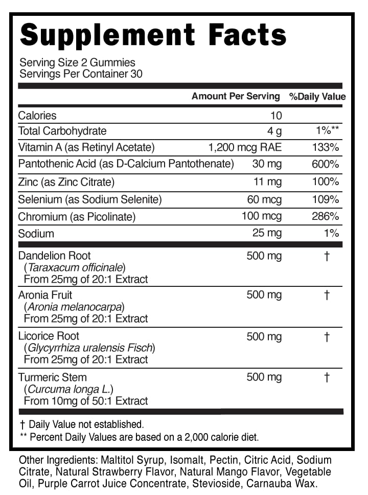 Gummies anti-acné Innate Skin ingrédients naturels
