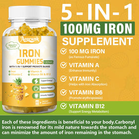 Gummies Aouewnk au fer 100mg, prise en main