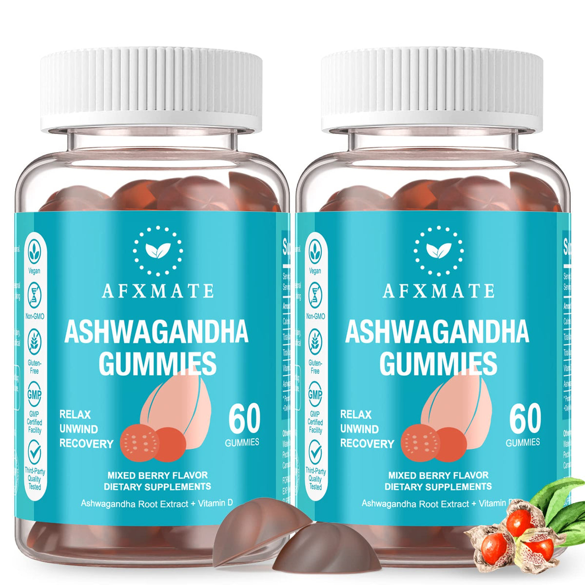 Gummies Ashwagandha AFXMATE 120 gummies vue de face