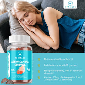Gummies Ashwagandha AFXMATE avec d'autres compléments alimentaires