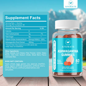 Gummies Ashwagandha AFXMATE emballage et informations nutritionnelles