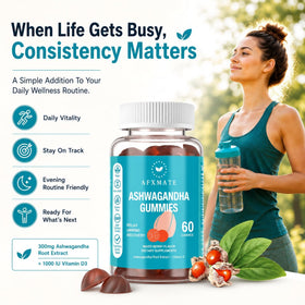 Gummies Ashwagandha AFXMATE en gros plan sur une cuillère