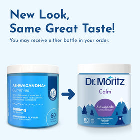 Gummies Ashwagandha DR. MORITZ sur un fond blanc
