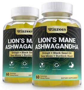 Gummies Ashwagandha et Lion's Mane de Wiszeen, vue avant