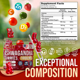 Gummies Ashwagandha JOYLI Nutrition avec un fond naturel