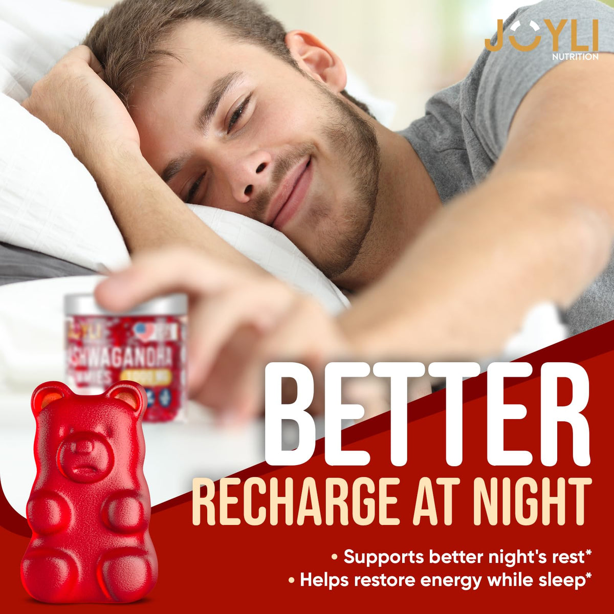 Gummies Ashwagandha JOYLI Nutrition avec une cuillère