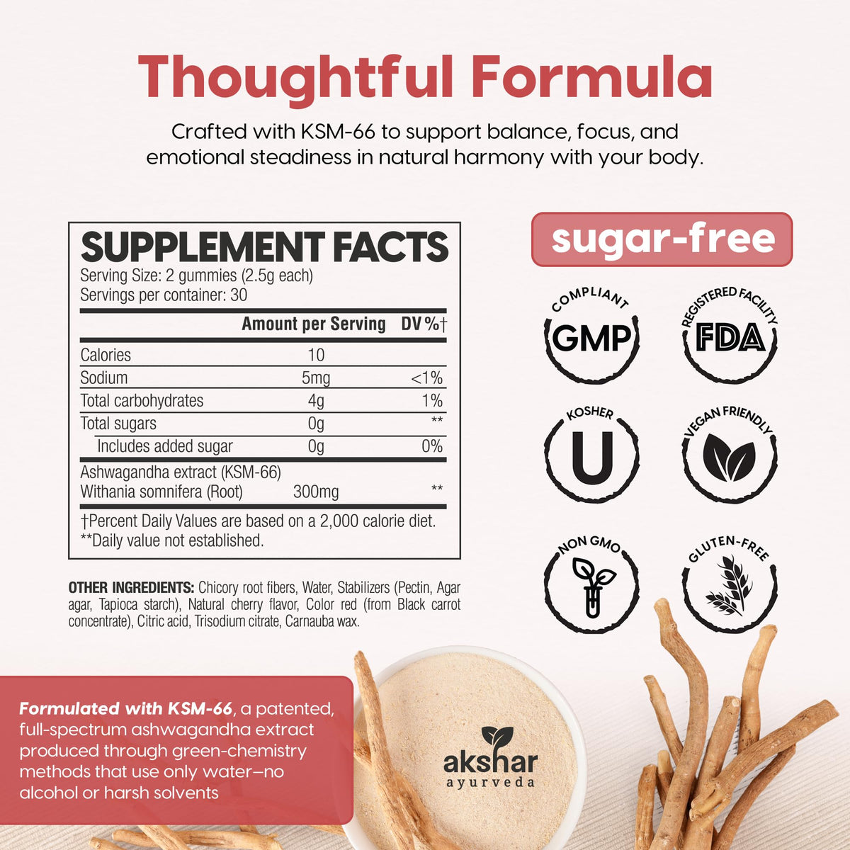 Gummies Ashwagandha KSM-66 AKSHAR avec racine de chicorée